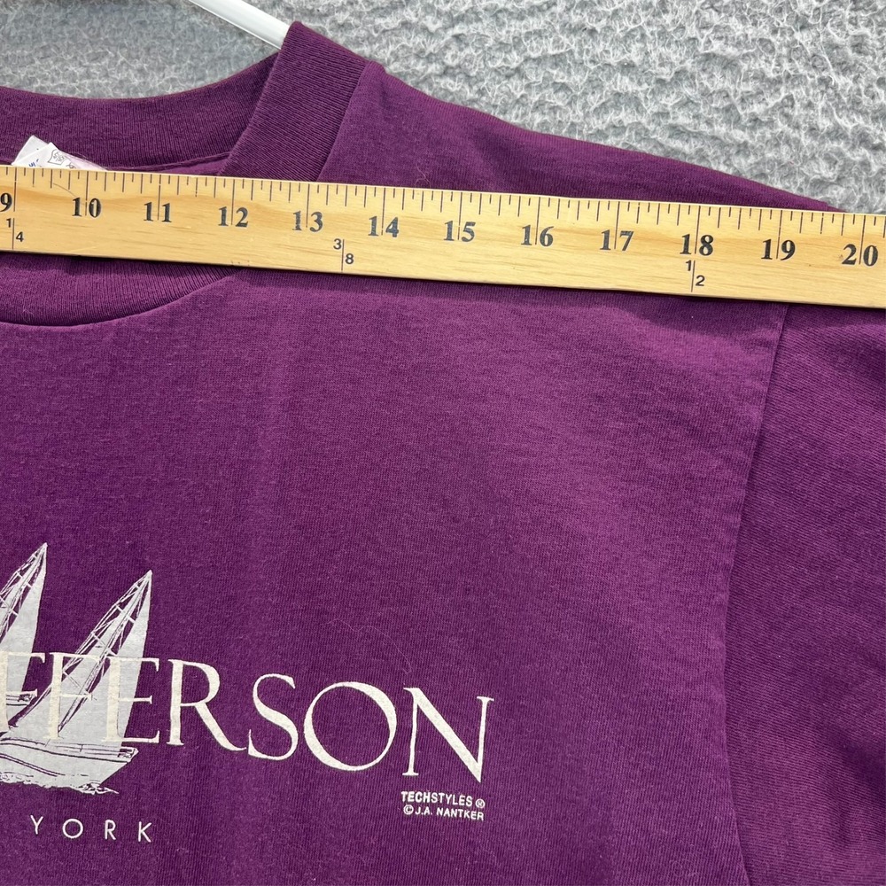Vintage Port Jefferson NY Sailboat T-Shirt Purple 90s Nautical Souvenir Large - Picture 4 of 14